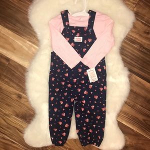 Carters 18 month girls floral overall set